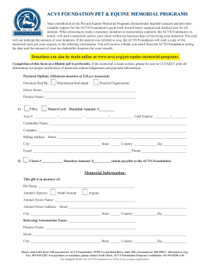 ACVS Foundation Pet and Equine Memorial Donation Form