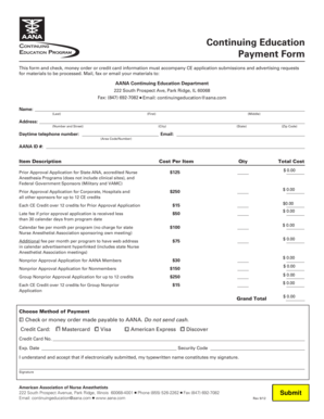 AANA Continuing Education Payment Form