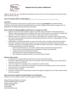 Request Form for Letter of Reference