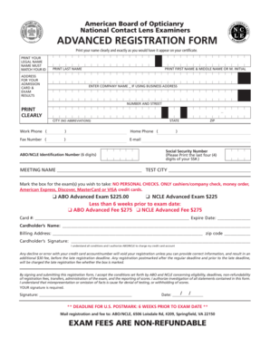 ABO NCLE Advanced Registration Form