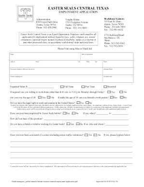 Easter Seals Central Texas Employment Application