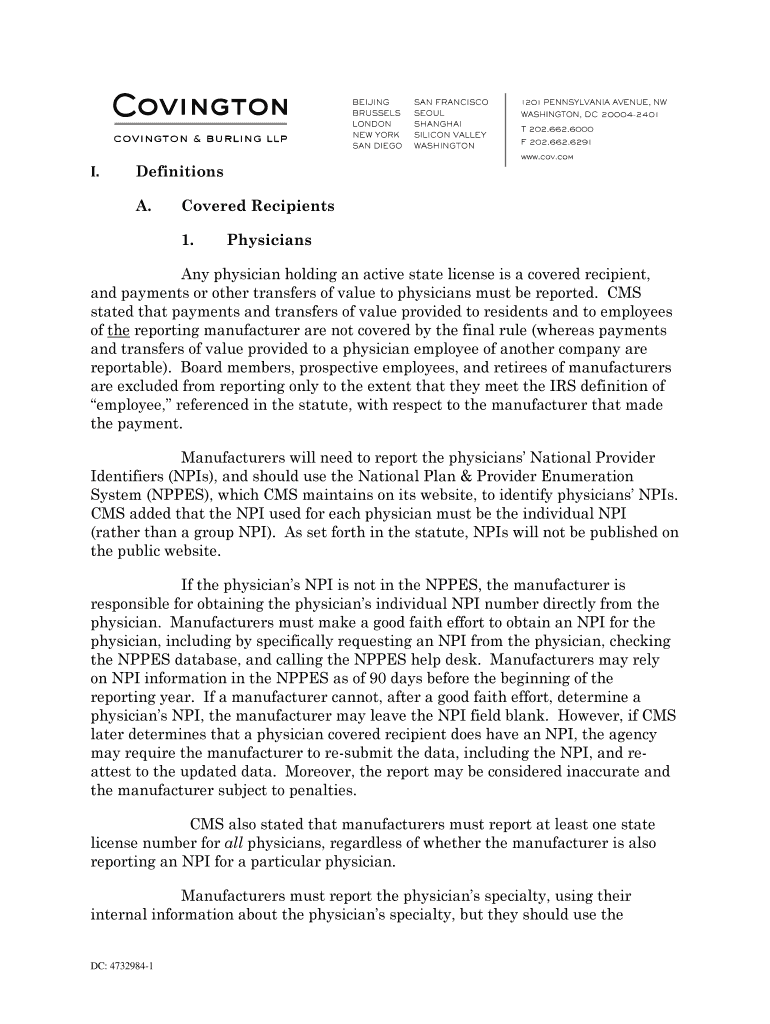 Fillable Online Covered Recipients Fax Email Print pdfFiller