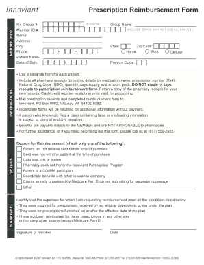 Prescription Reimbursement Form