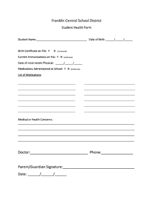 Student Health Form