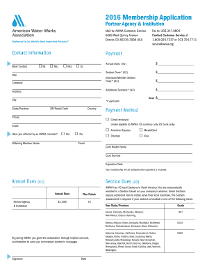 AWWA 2016 Membership Application