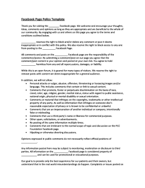 Facebook Page Policy Template