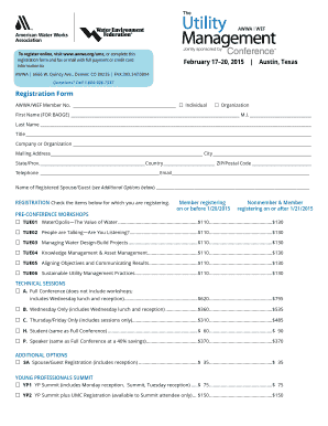 AWWA/WEF Utility Management Conference Registration Form