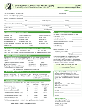 Entomological Society of America Membership Renewal Application