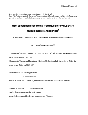 Plant Sciences Review Article Template