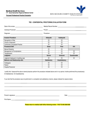 Confidential Proctoring Evaluation Form