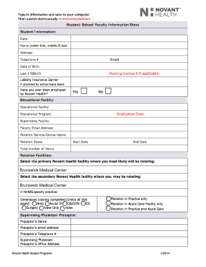 Student Information Sheet
