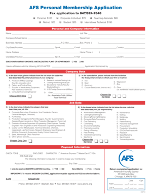 AFS Personal Membership Application