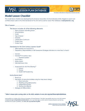 AASL Model Lesson Checklist