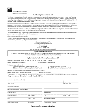 Planning Foundation of APA Donation Form