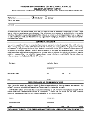 GSA Journal Article Copyright Transfer Form