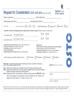 Request for Consideration OSTC 2015-2016