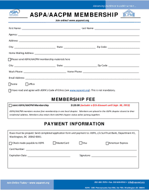 ASPA/AACPM Membership Application Form