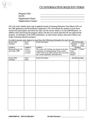 CIC Continuing Education Information Request Form