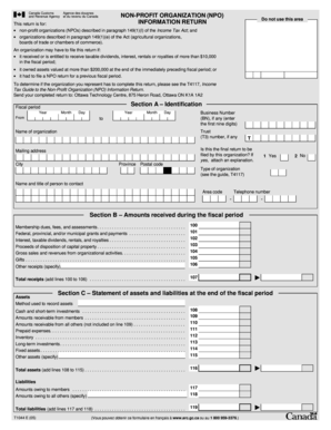 Canada Non-Profit Organization Information Return