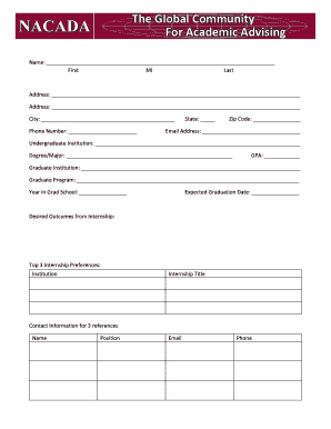 Graduate Internship Application Form