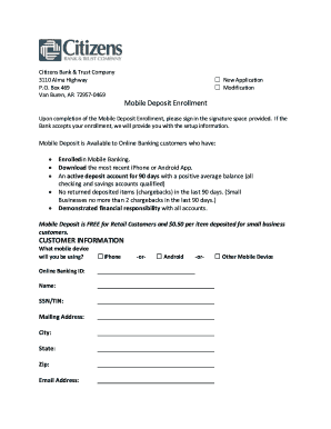 Citizens Bank Mobile Deposit Enrollment Form