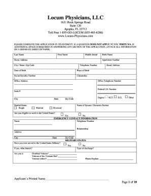Locum Physicians Employment Application