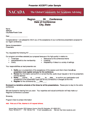 Conference Presentation Acceptance Letter