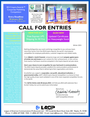 2014 Inspire Awards Corporate Publishing Competition Entry Form