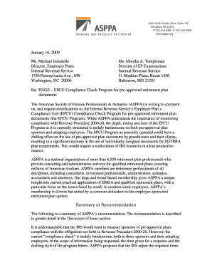 ASPPA Letter on IRS EPCU Compliance Check Program
