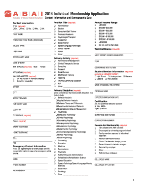 2014 Individual Membership Application