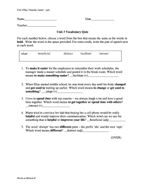 Unit 3 Vocabulary Quiz