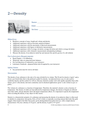 Density Measurement Lab Form