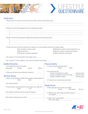 Lifestyle Questionnaire