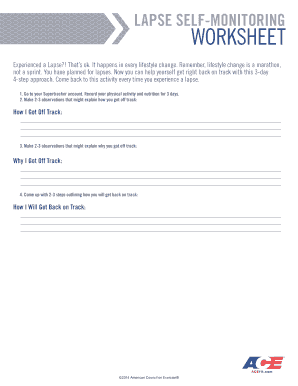 Lapse Self-Monitoring Worksheet