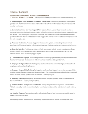 Responsible Firearms Retailer Partnership Code of Conduct