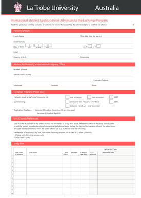International Student Application for Exchange Program
