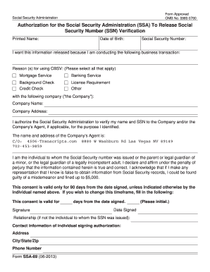 SSA-89 Authorization Form