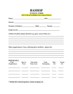 School District Athletic Facilities Form