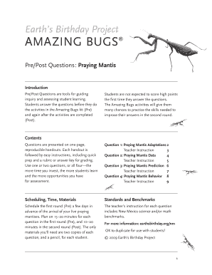 Praying Mantis Adaptations and Data Worksheet