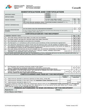 Canada Project Funding Claim Form