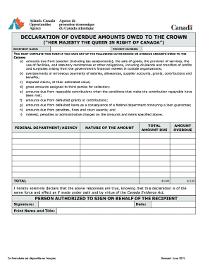 Declaration of Overdue Amounts Owed to the Crown