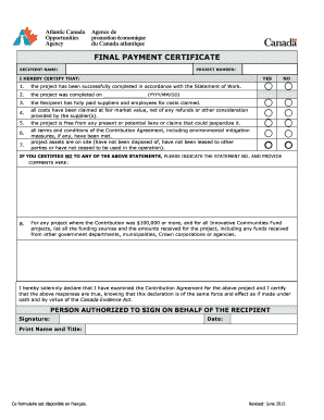 Final Payment Certificate