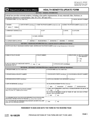 VA Form 10-10EZR Health Benefits Update