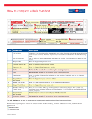 Canada Post Bulk Manifest Form