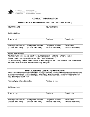 Canadian Human Rights Complaint Form