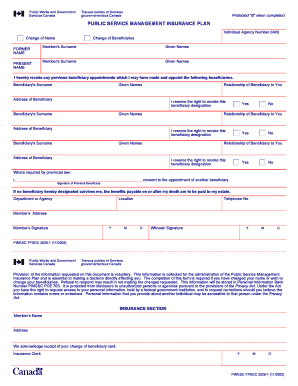Public Service Management Insurance Plan Beneficiary Change Form