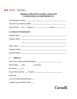 Thermal Process Control Form for Canned Fish