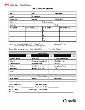 Can Screening Report Form