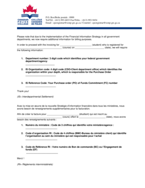 Canadian Government Student Course Billing Form