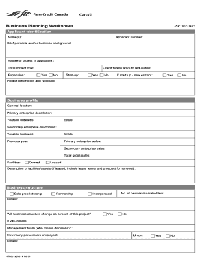 Business Planning Worksheet